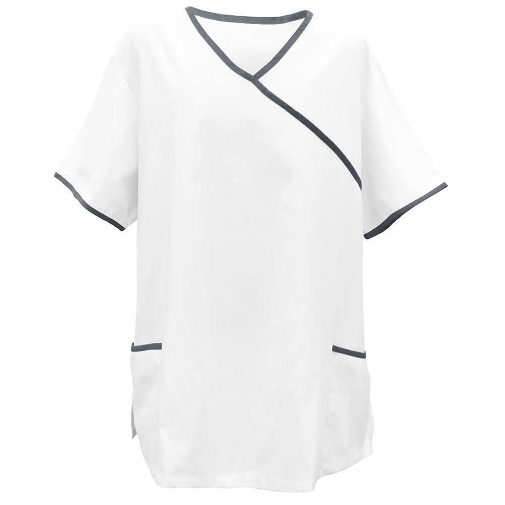 Element 1 von 2 (Bild) – Schlupfkasack weiß, mit Paspel graphit, Größe 4XL